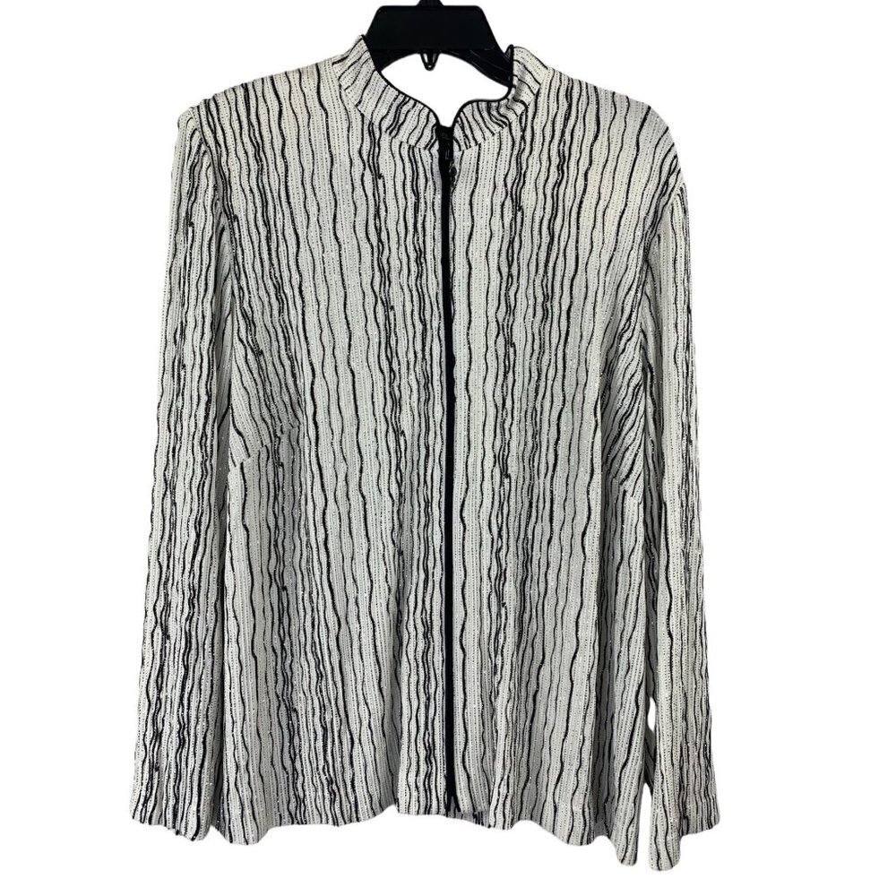 Alex Evenings Women's Sparkling Zipper Casual Sweater